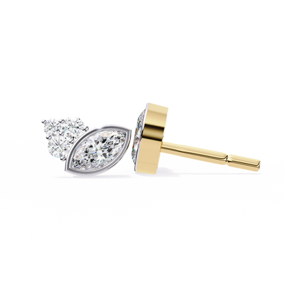 0.47 CTW Marquise & Round Lab-Grown Diamond Cluster Stud Earrings in 14K Gold