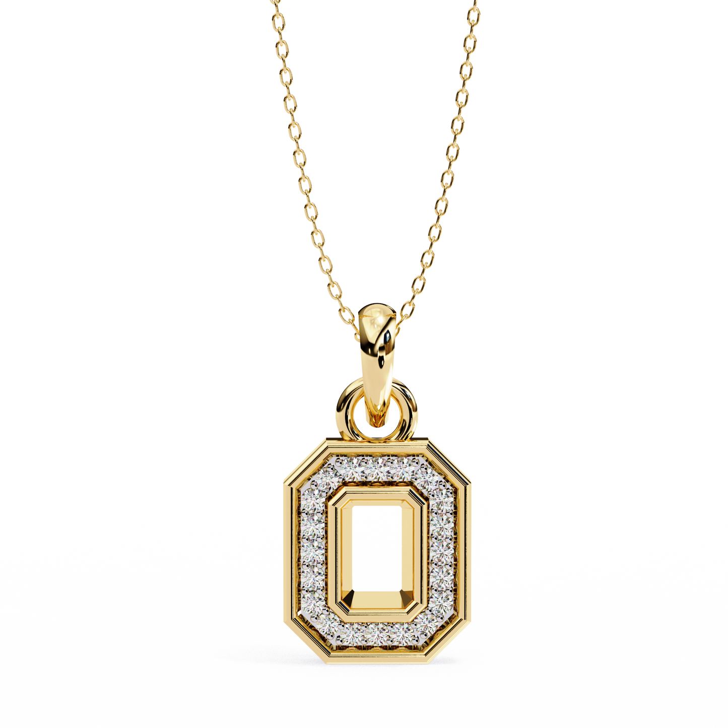 0.20 CTW Octagonal Frame Lab-Grown Diamond Pendant Necklace in 14K Gold & Platinum