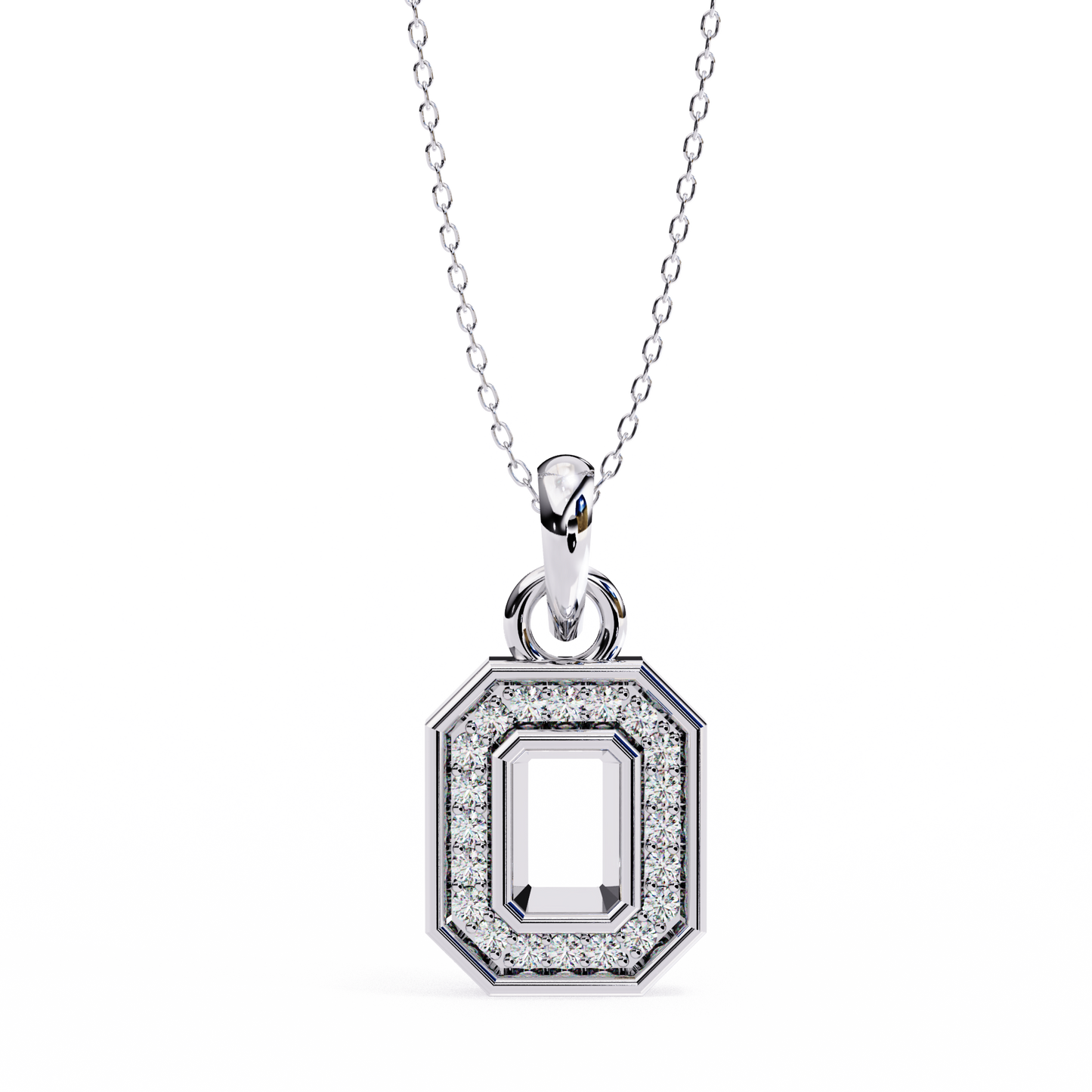 0.20 CTW Octagonal Frame Lab-Grown Diamond Pendant Necklace in 14K Gold & Platinum