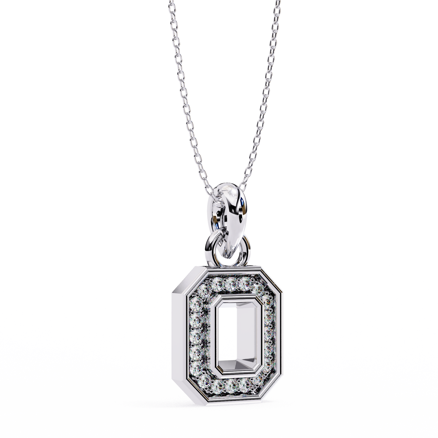 0.20 CTW Octagonal Frame Lab-Grown Diamond Pendant Necklace in 14K Gold & Platinum