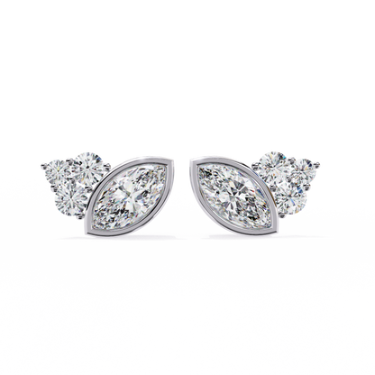 0.47 CTW Marquise & Round Lab-Grown Diamond Cluster Stud Earrings in 14K Gold