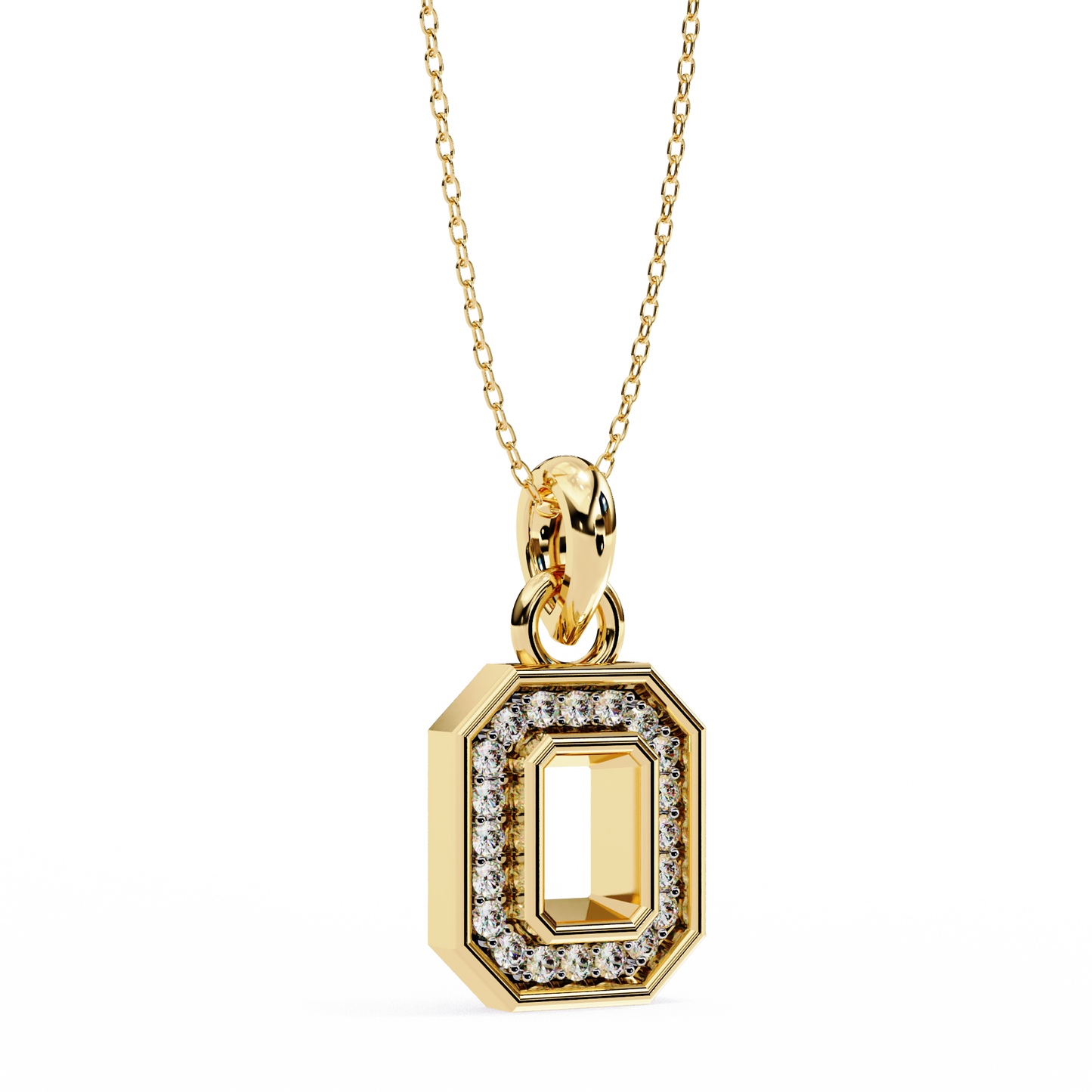 0.20 CTW Octagonal Frame Lab-Grown Diamond Pendant Necklace in 14K Gold & Platinum
