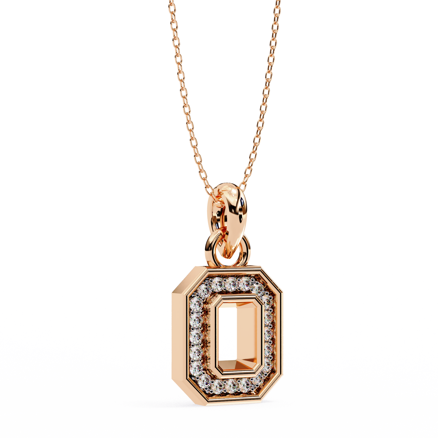 0.20 CTW Octagonal Frame Lab-Grown Diamond Pendant Necklace in 14K Gold & Platinum