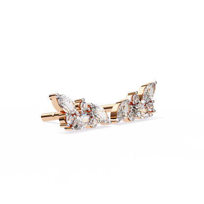 0.35 CTW Marquise & Round Lab-Grown Diamond Botanical Cluster Stud Earrings in 14K Gold