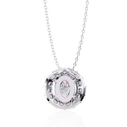 1.00 CTW Oval Halo Lab-Grown Diamond Pendant Necklace in 14K Gold & Platinum