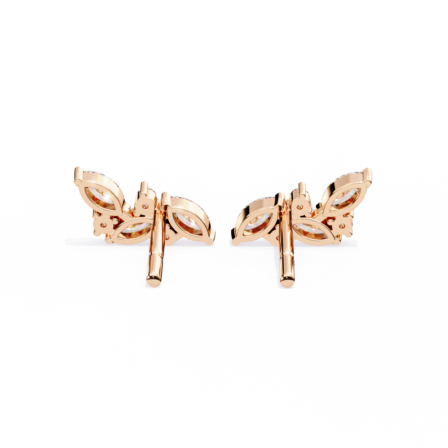 0.35 CTW Marquise & Round Lab-Grown Diamond Botanical Cluster Stud Earrings in 14K Gold
