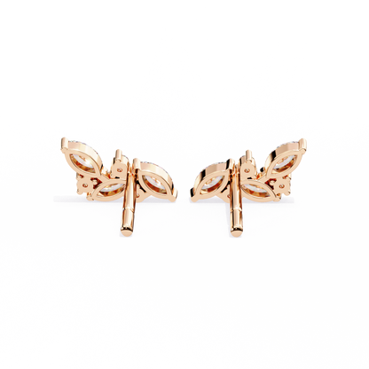 0.35 CTW Marquise & Round Lab-Grown Diamond Botanical Cluster Stud Earrings in 14K Gold