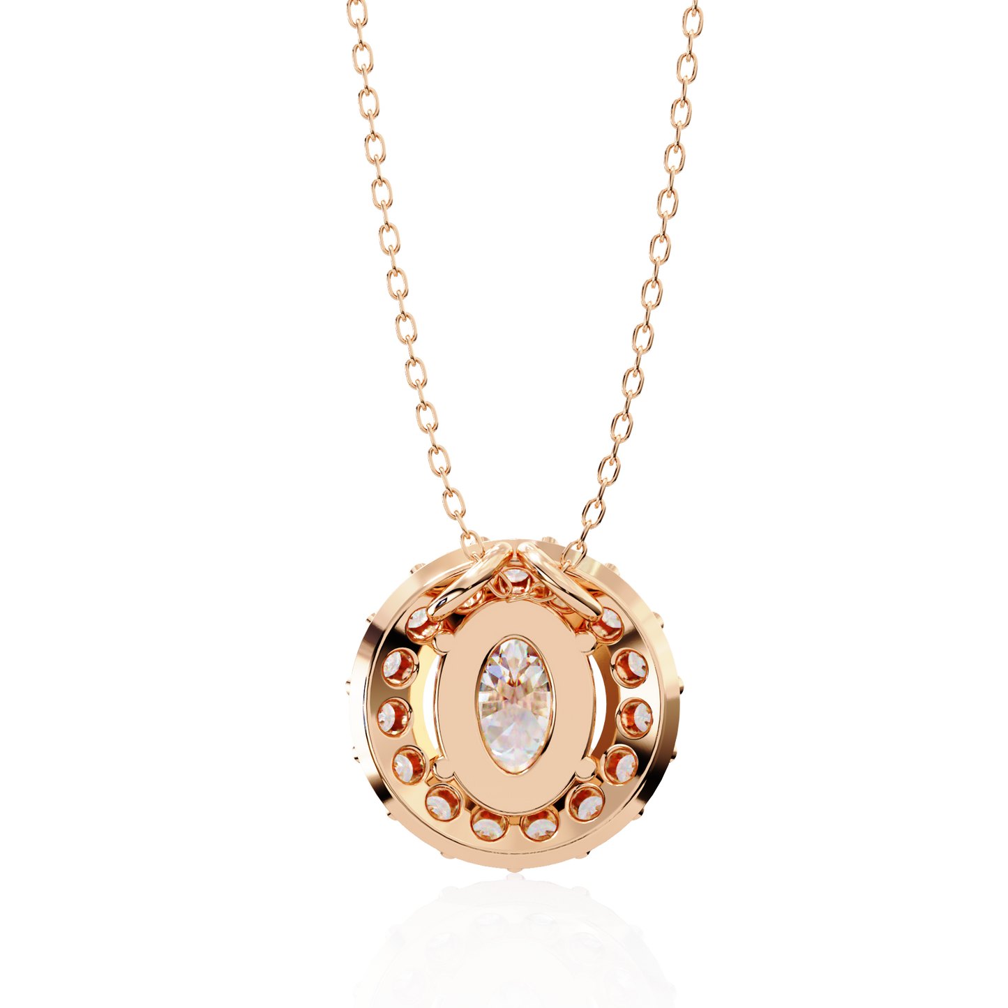 1.00 CTW Oval Halo Lab-Grown Diamond Pendant Necklace in 14K Gold & Platinum