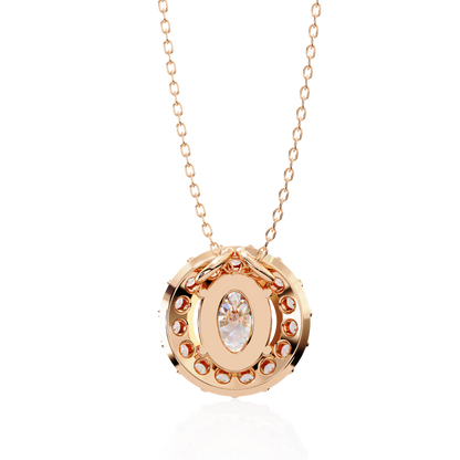 1.00 CTW Oval Halo Lab-Grown Diamond Pendant Necklace in 14K Gold & Platinum