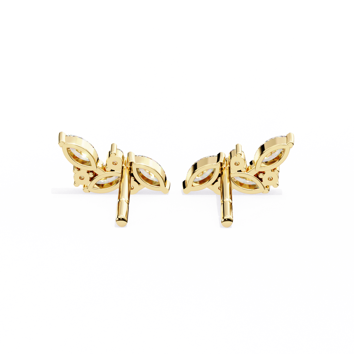 0.35 CTW Marquise & Round Lab-Grown Diamond Botanical Cluster Stud Earrings in 14K Gold