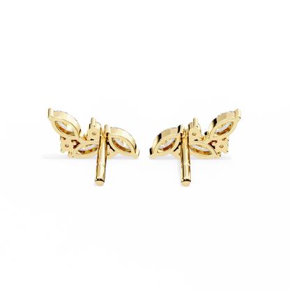 0.35 CTW Marquise & Round Lab-Grown Diamond Botanical Cluster Stud Earrings in 14K Gold