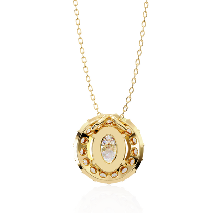 1.00 CTW Oval Halo Lab-Grown Diamond Pendant Necklace in 14K Gold & Platinum