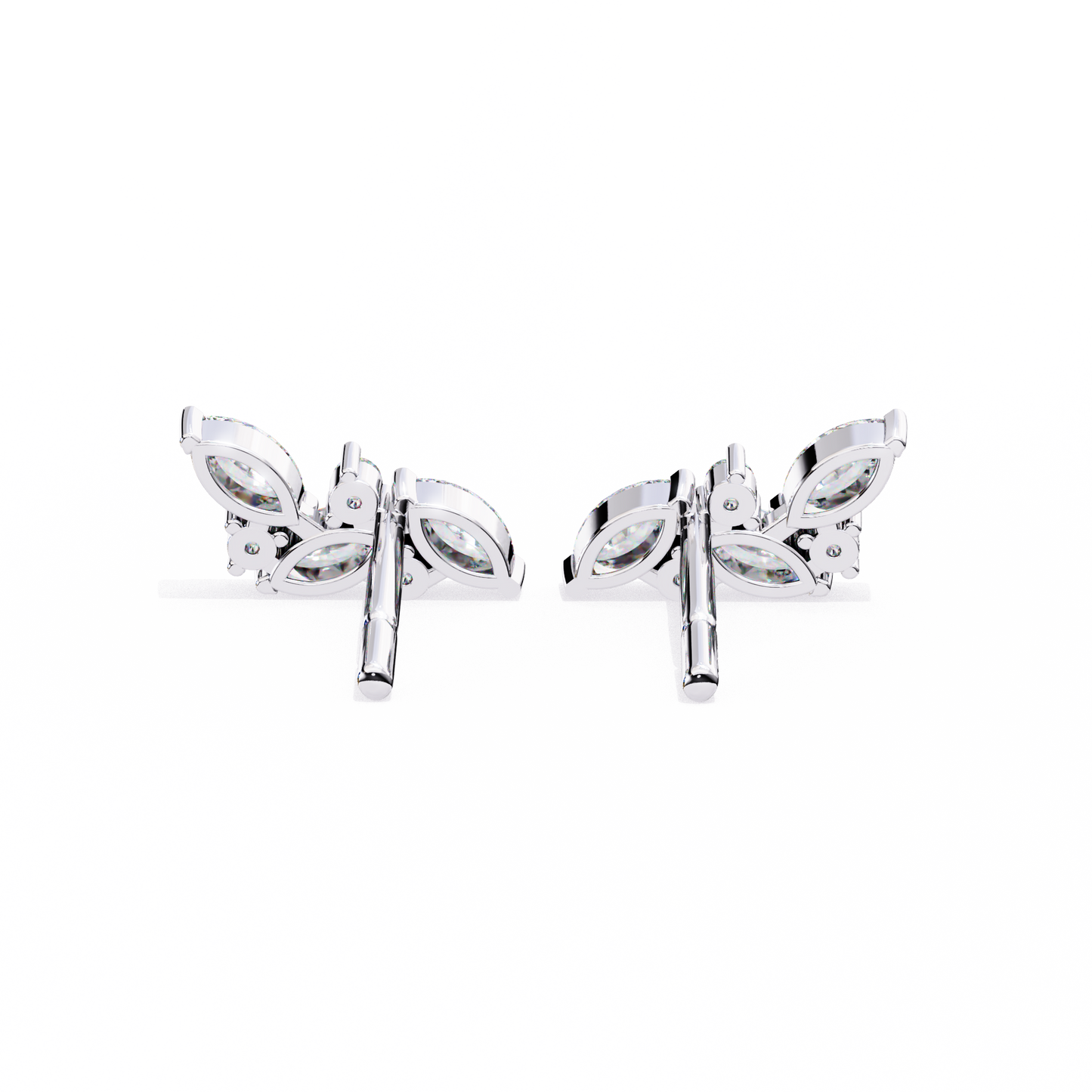 0.35 CTW Marquise & Round Lab-Grown Diamond Botanical Cluster Stud Earrings in 14K Gold