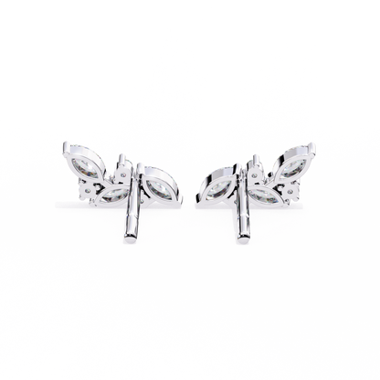 0.35 CTW Marquise & Round Lab-Grown Diamond Botanical Cluster Stud Earrings in 14K Gold