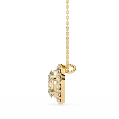 1.00 CTW Oval Halo Lab-Grown Diamond Pendant Necklace in 14K Gold & Platinum