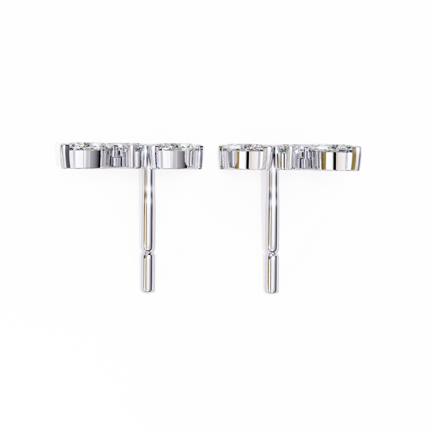 0.35 CTW Marquise & Round Lab-Grown Diamond Botanical Cluster Stud Earrings in 14K Gold