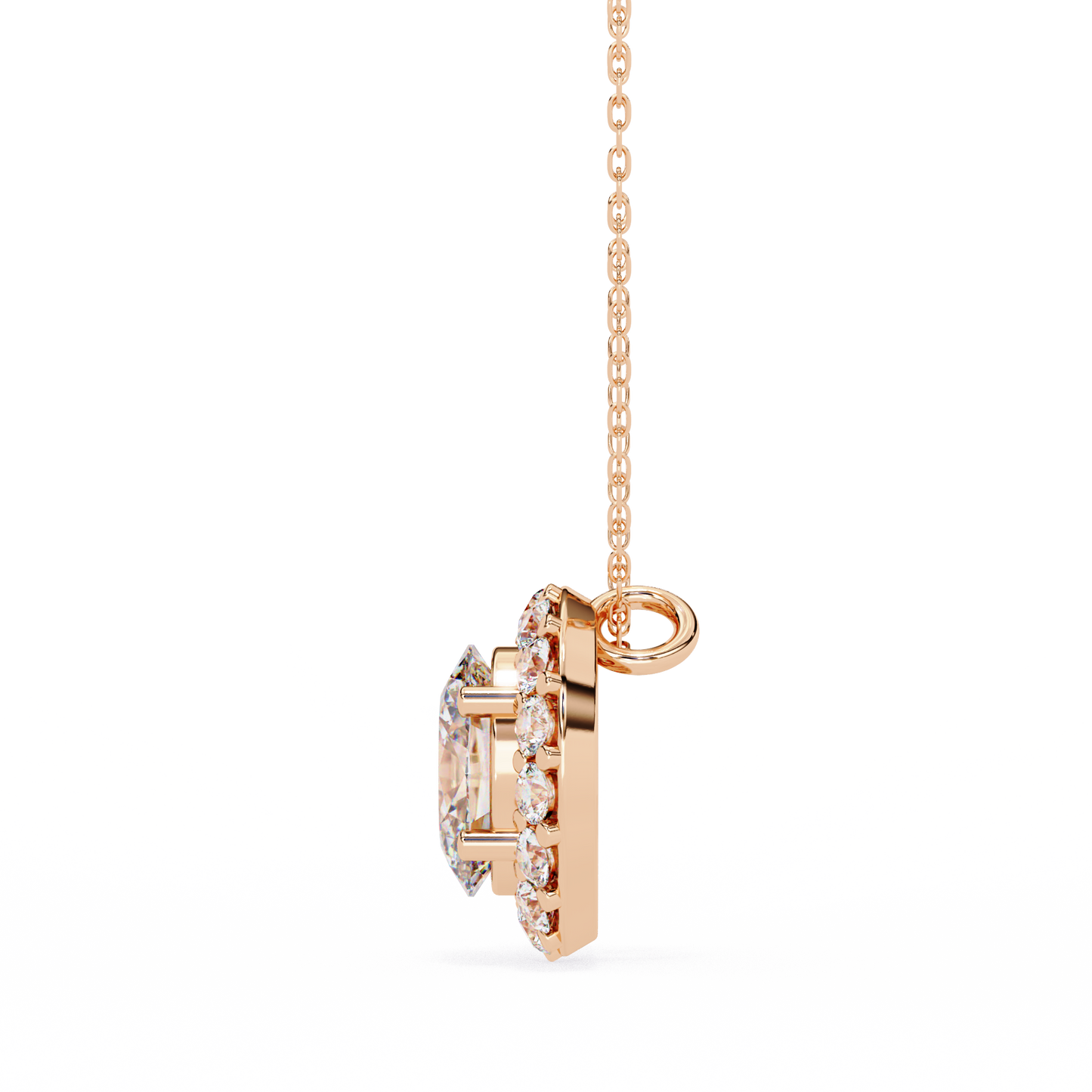 1.00 CTW Oval Halo Lab-Grown Diamond Pendant Necklace in 14K Gold & Platinum