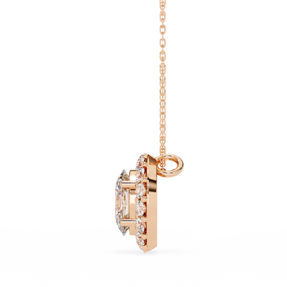1.00 CTW Oval Halo Lab-Grown Diamond Pendant Necklace in 14K Gold & Platinum