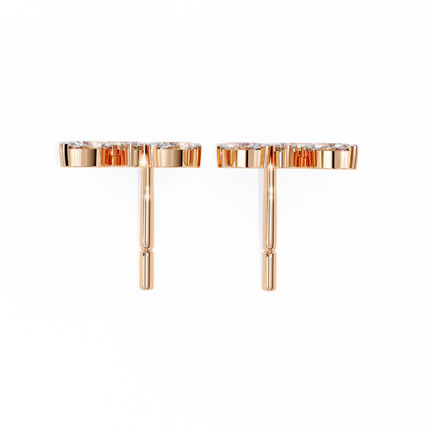 0.35 CTW Marquise & Round Lab-Grown Diamond Botanical Cluster Stud Earrings in 14K Gold