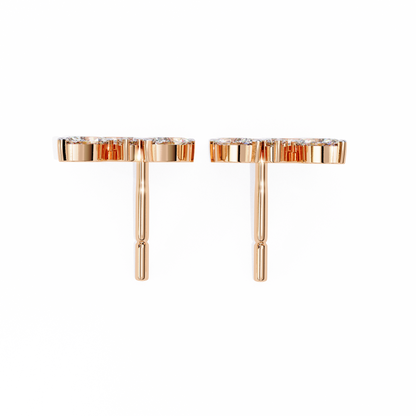 0.35 CTW Marquise & Round Lab-Grown Diamond Botanical Cluster Stud Earrings in 14K Gold