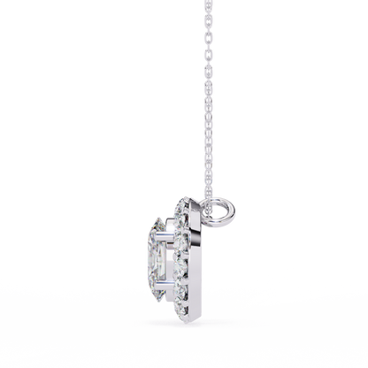1.00 CTW Oval Halo Lab-Grown Diamond Pendant Necklace in 14K Gold & Platinum