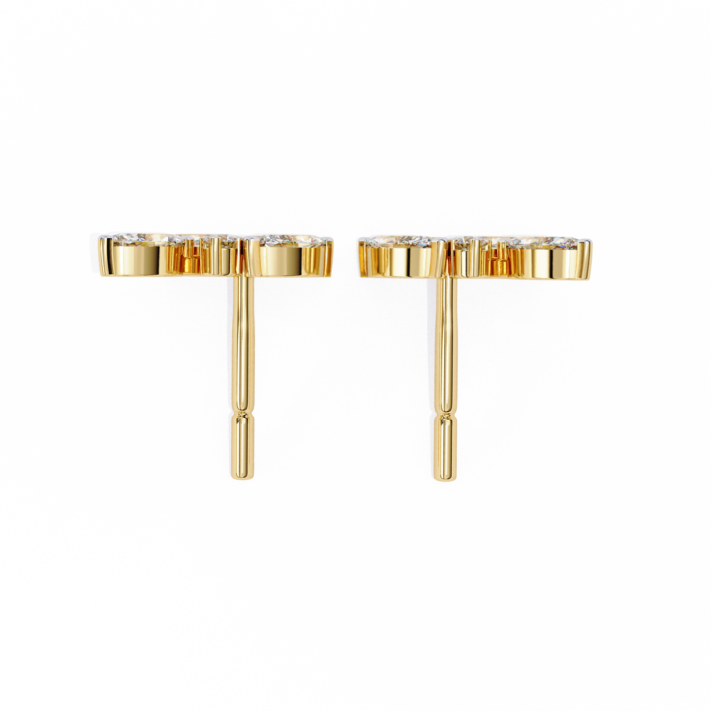 0.35 CTW Marquise & Round Lab-Grown Diamond Botanical Cluster Stud Earrings in 14K Gold