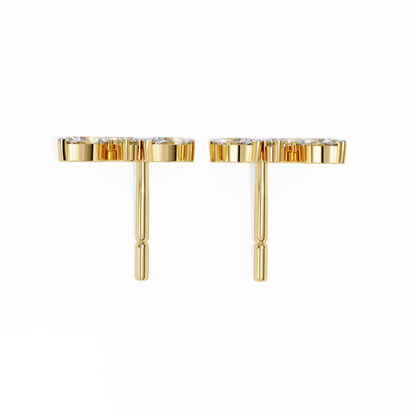 0.35 CTW Marquise & Round Lab-Grown Diamond Botanical Cluster Stud Earrings in 14K Gold