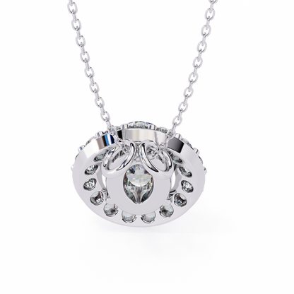 1.00 CTW Oval Halo Lab-Grown Diamond Pendant Necklace in 14K Gold & Platinum