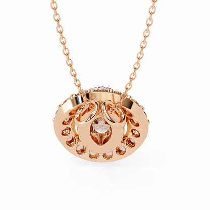 1.00 CTW Oval Halo Lab-Grown Diamond Pendant Necklace in 14K Gold & Platinum
