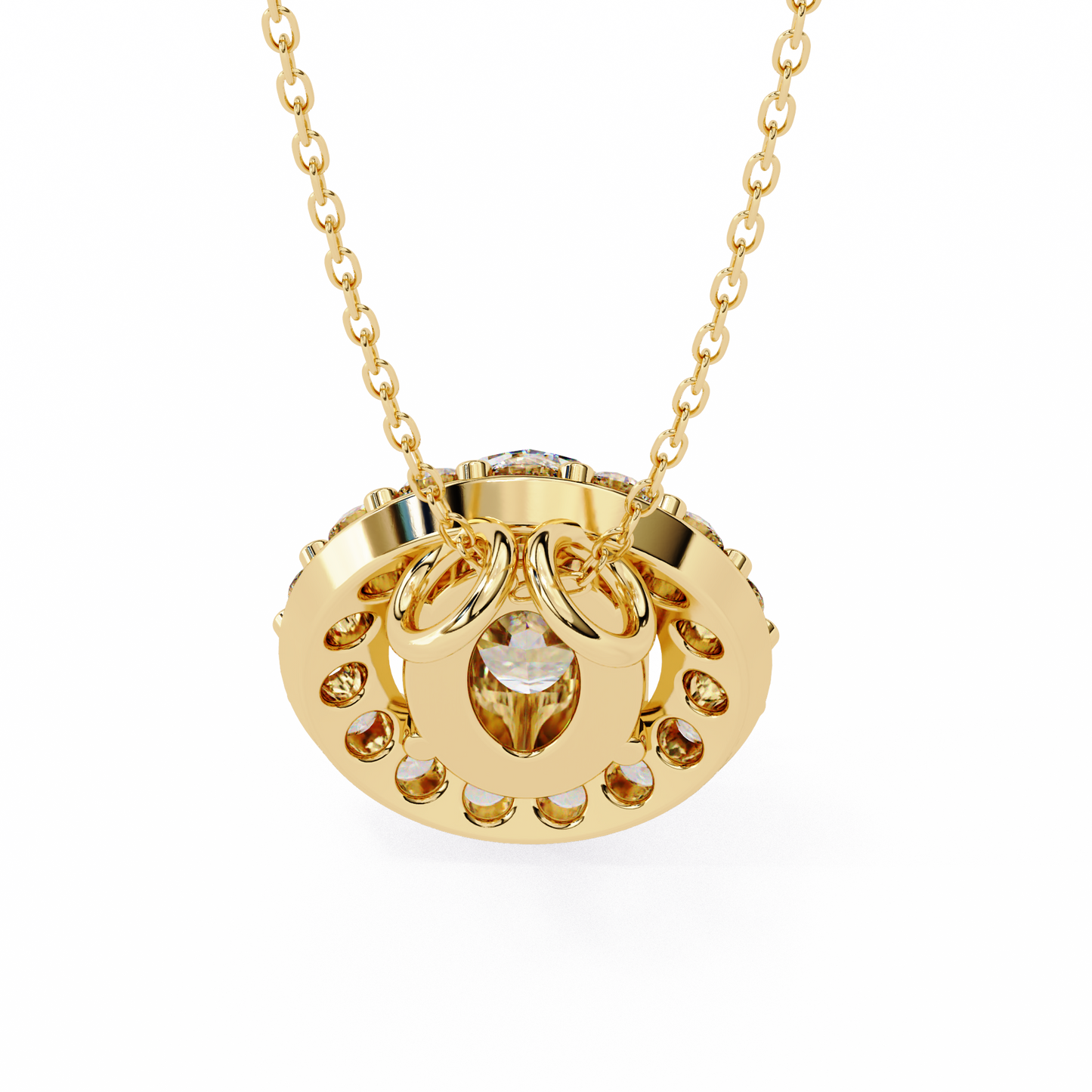 1.00 CTW Oval Halo Lab-Grown Diamond Pendant Necklace in 14K Gold & Platinum