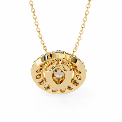 1.00 CTW Oval Halo Lab-Grown Diamond Pendant Necklace in 14K Gold & Platinum