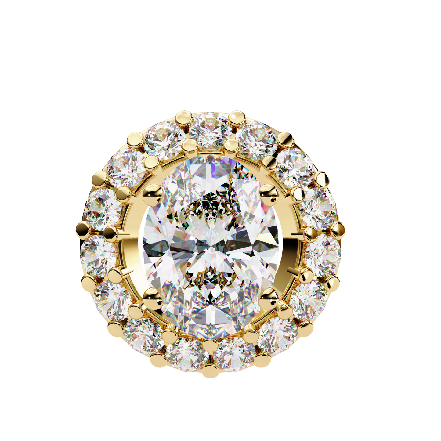 1.00 CTW Oval Halo Lab-Grown Diamond Pendant Necklace in 14K Gold & Platinum