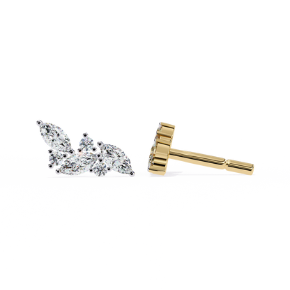 0.35 CTW Marquise & Round Lab-Grown Diamond Botanical Cluster Stud Earrings in 14K Gold