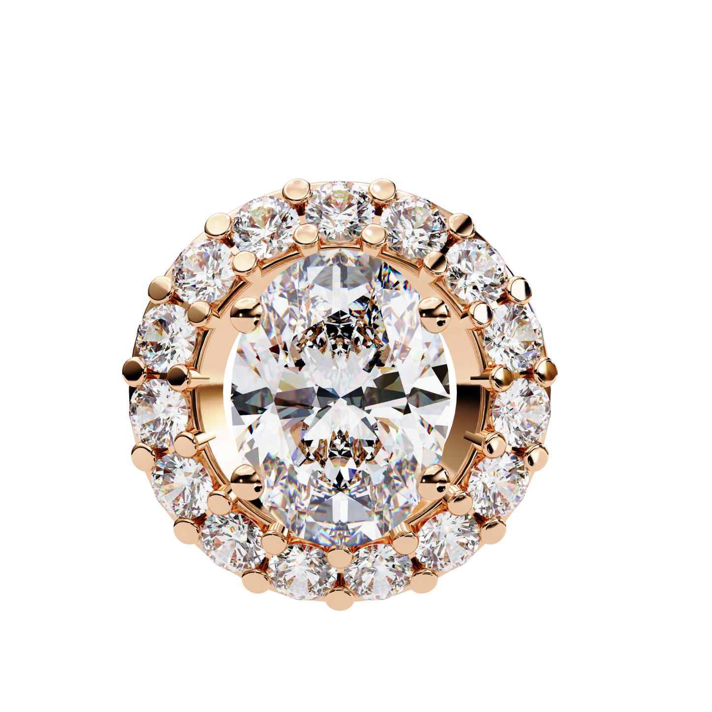 1.00 CTW Oval Halo Lab-Grown Diamond Pendant Necklace in 14K Gold & Platinum