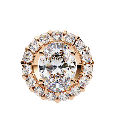 1.00 CTW Oval Halo Lab-Grown Diamond Pendant Necklace in 14K Gold & Platinum