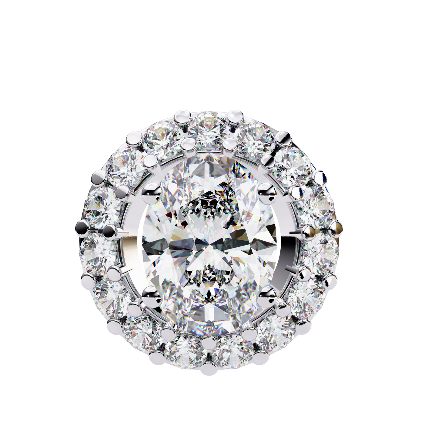 1.00 CTW Oval Halo Lab-Grown Diamond Pendant Necklace in 14K Gold & Platinum