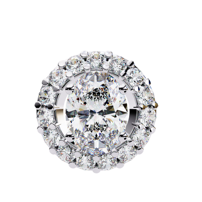 1.00 CTW Oval Halo Lab-Grown Diamond Pendant Necklace in 14K Gold & Platinum