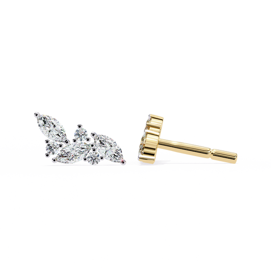 0.35 CTW Marquise & Round Lab-Grown Diamond Botanical Cluster Stud Earrings in 14K Gold
