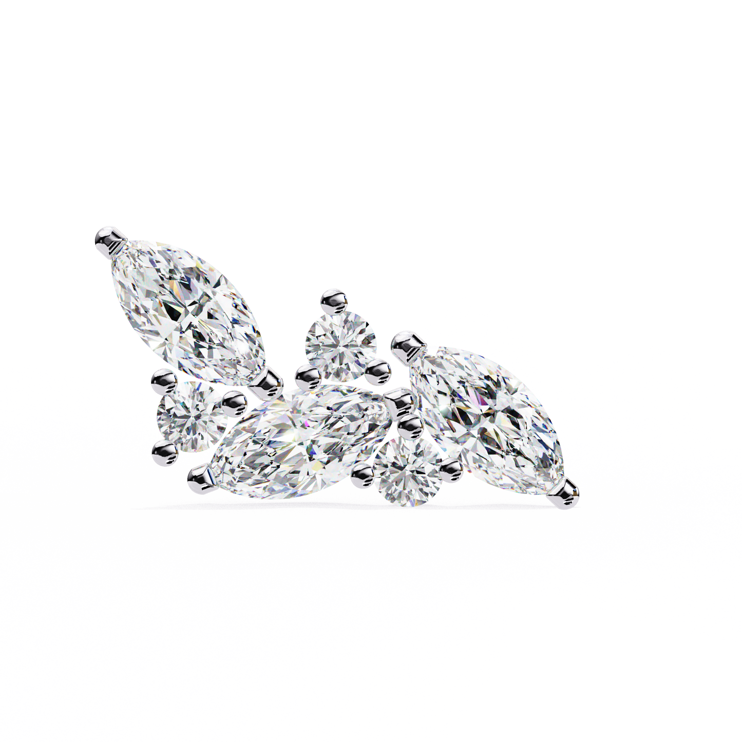0.35 CTW Marquise & Round Lab-Grown Diamond Botanical Cluster Stud Earrings in 14K Gold