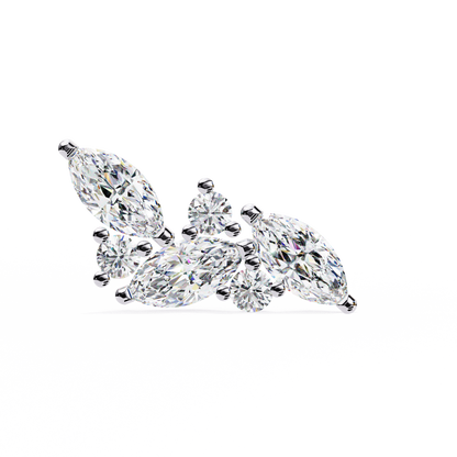0.35 CTW Marquise & Round Lab-Grown Diamond Botanical Cluster Stud Earrings in 14K Gold