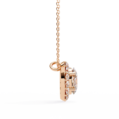 1.00 CTW Oval Halo Lab-Grown Diamond Pendant Necklace in 14K Gold & Platinum