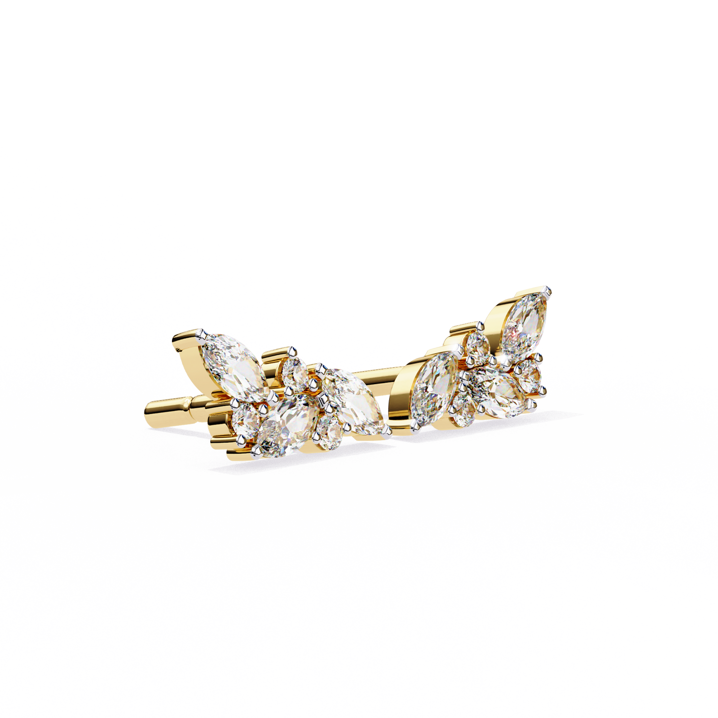 0.35 CTW Marquise & Round Lab-Grown Diamond Botanical Cluster Stud Earrings in 14K Gold