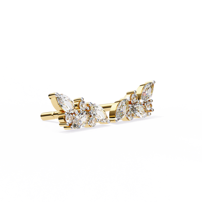 0.35 CTW Marquise & Round Lab-Grown Diamond Botanical Cluster Stud Earrings in 14K Gold