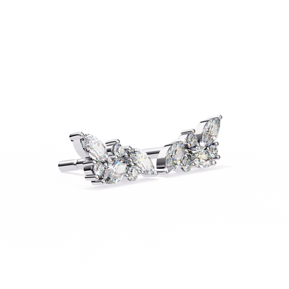 0.35 CTW Marquise & Round Lab-Grown Diamond Botanical Cluster Stud Earrings in 14K Gold