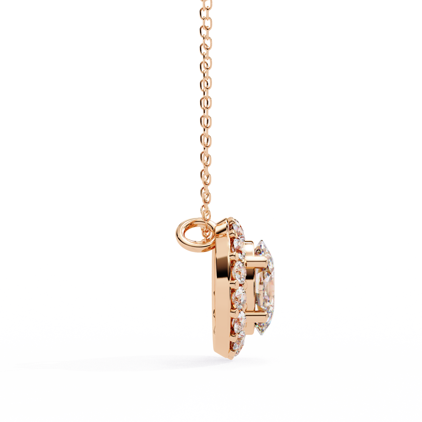 1.00 CTW Oval Halo Lab-Grown Diamond Pendant Necklace in 14K Gold & Platinum