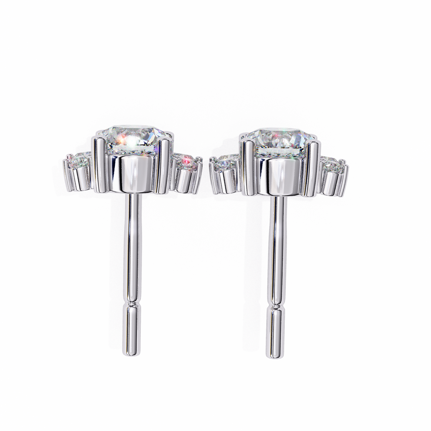 0.68 CTW Round & Marquise Lab-Grown Diamond Floral Accent Stud Earrings in 14K Gold