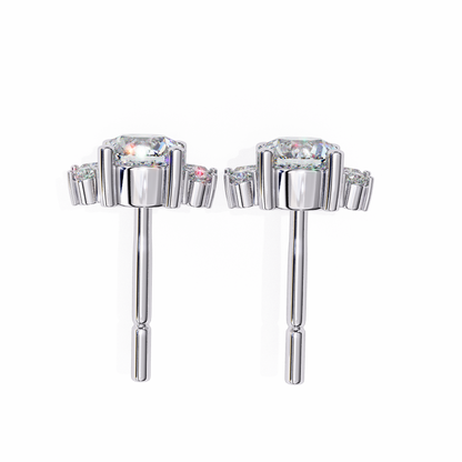0.68 CTW Round & Marquise Lab-Grown Diamond Floral Accent Stud Earrings in 14K Gold