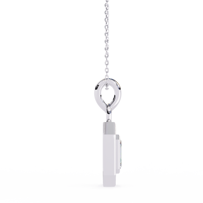 0.90 CTW Emerald-Cut Halo Lab-Grown Diamond Pendant Necklace in 14K Gold & Platinum