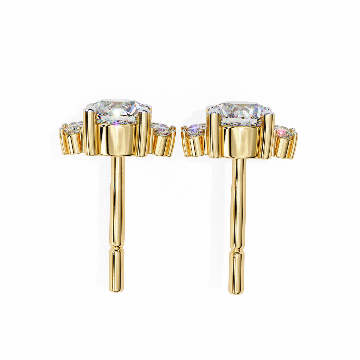 0.68 CTW Round & Marquise Lab-Grown Diamond Floral Accent Stud Earrings in 14K Gold