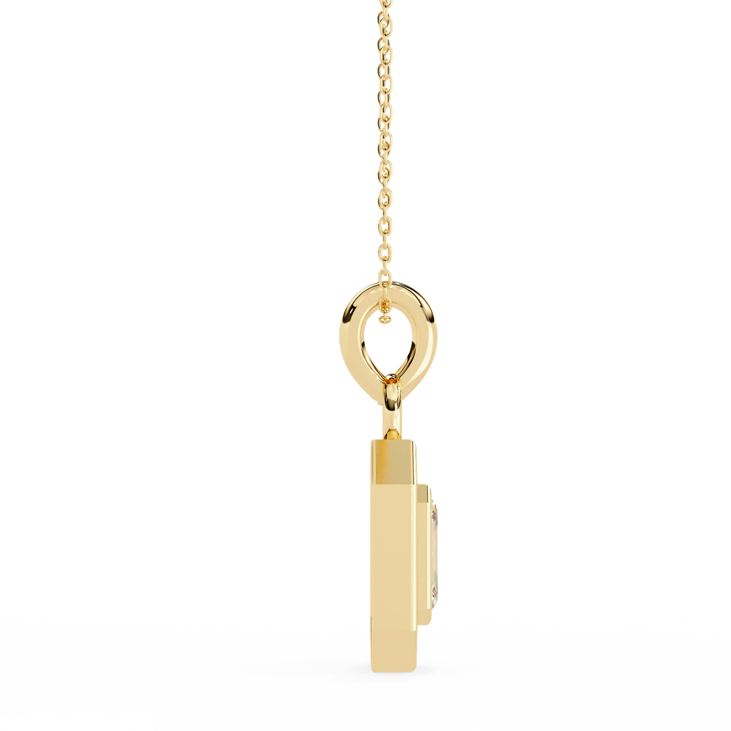 0.90 CTW Emerald-Cut Halo Lab-Grown Diamond Pendant Necklace in 14K Gold & Platinum